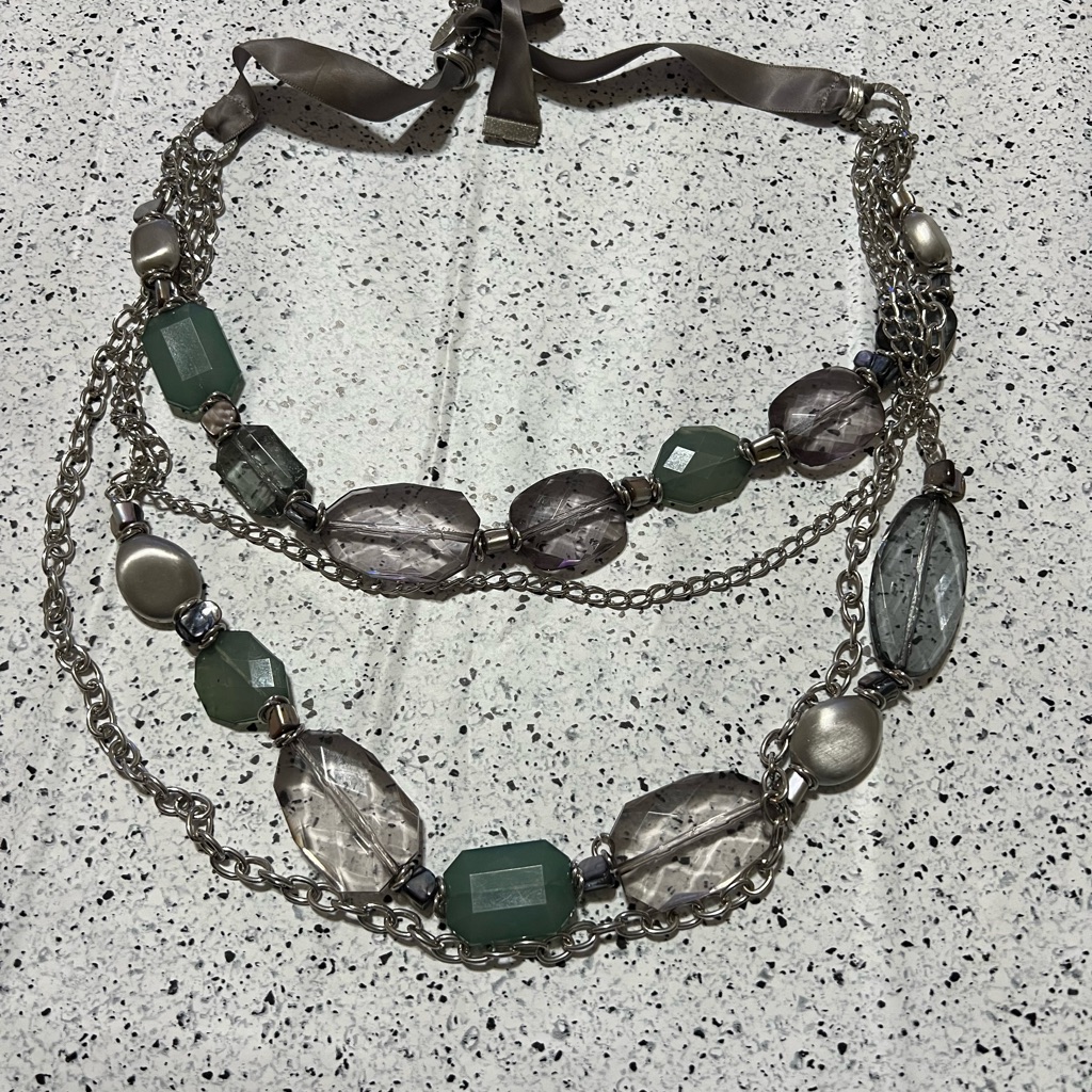 Beautiful Silver Tone With Multicolor Multilayered Necklace 15$